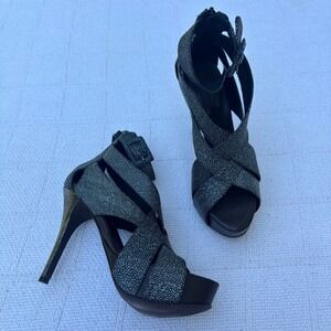 Women's 7.5B BCBGMAXAZRIA Strappy Peep Toe Chunky Platform Clubbing Heels